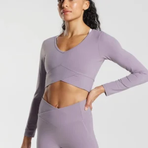 Crossover Long Sleeve Crop Violet